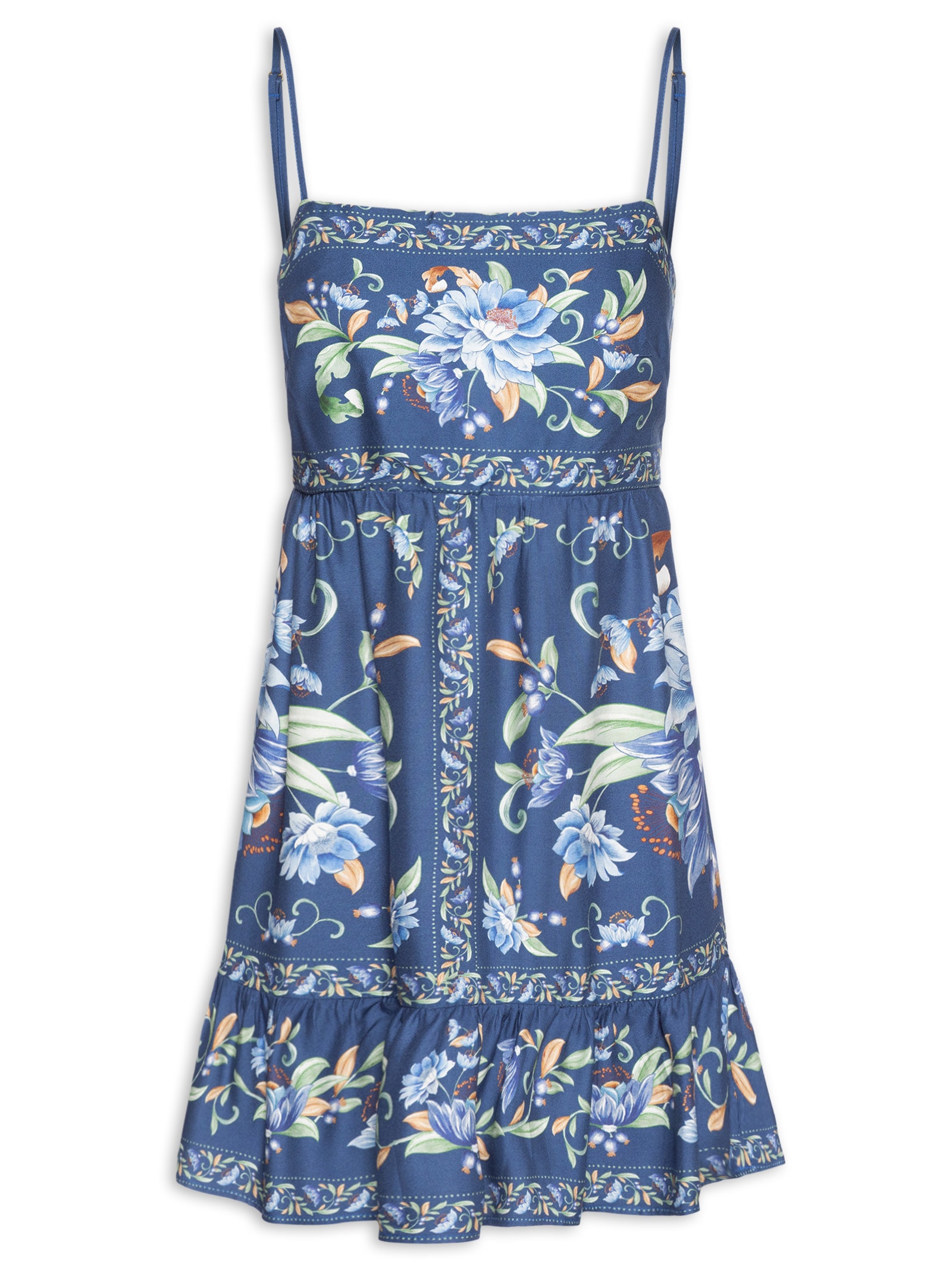 Vestido Alça Floral Ana Azul Farm