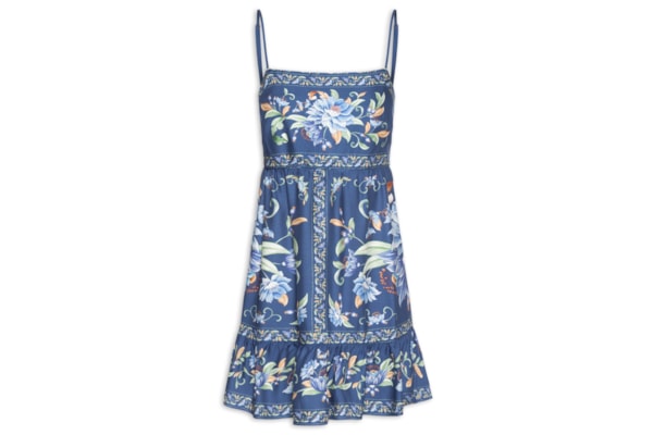 Vestido Alça Floral Ana - Azul