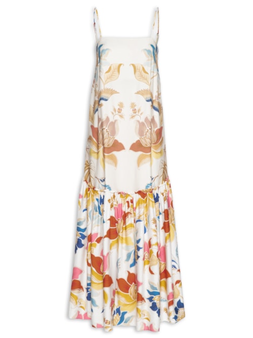 Vestido Alça Floral Majestoso – Amarelo