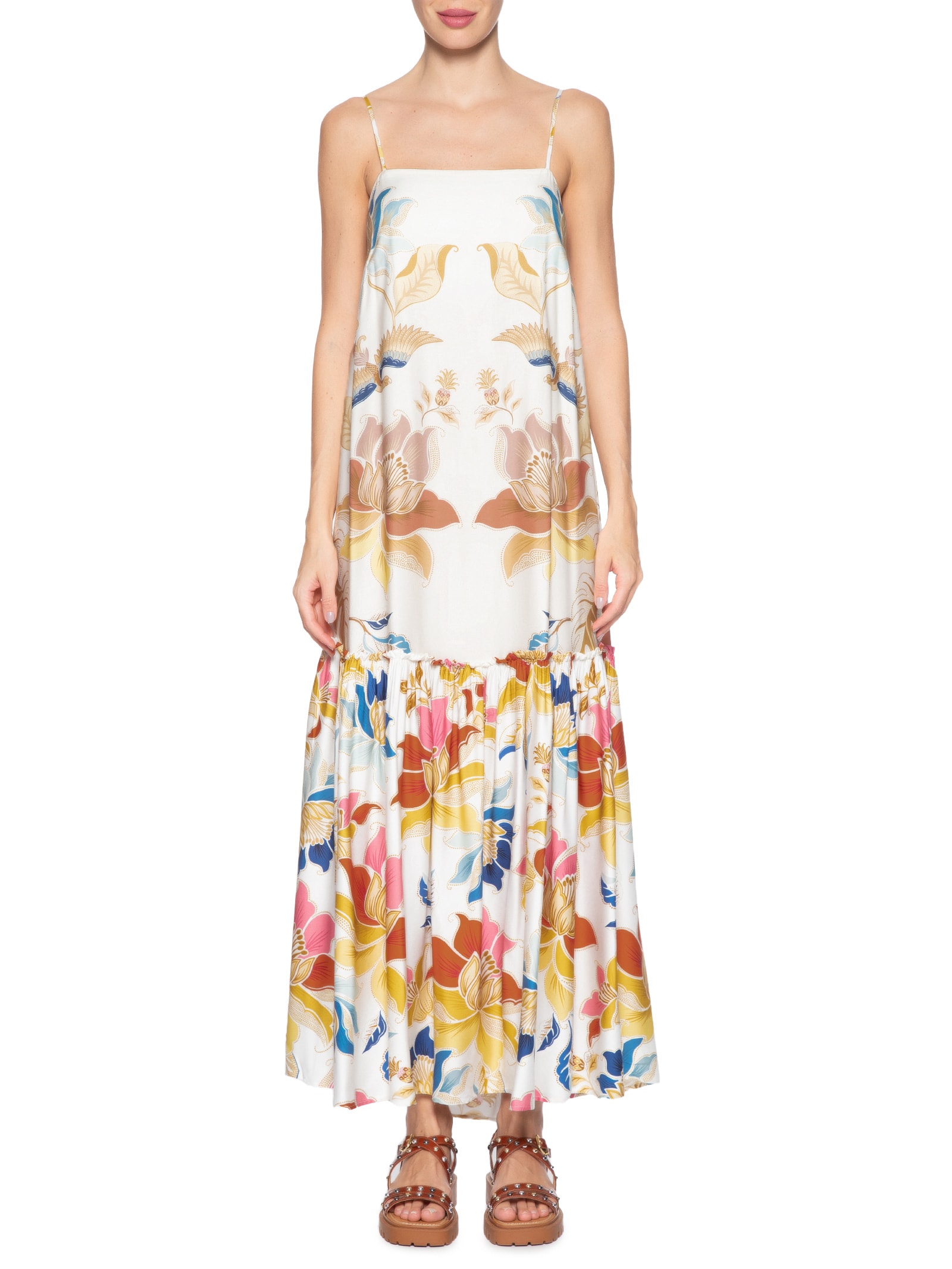 Vestido Alça Floral Majestoso Amarelo Farm