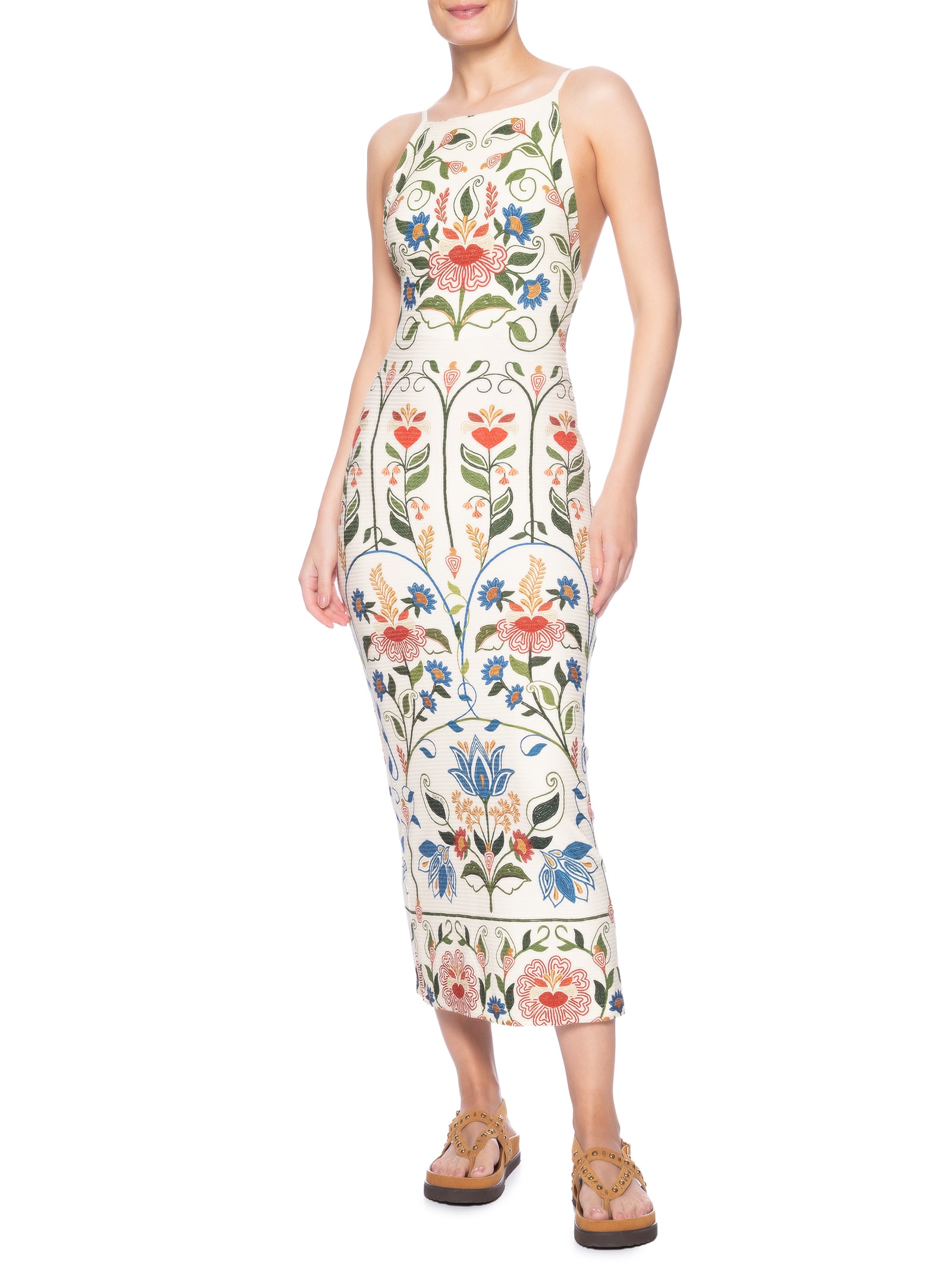 Vestido Alça Jardim Beleza Branco Farm