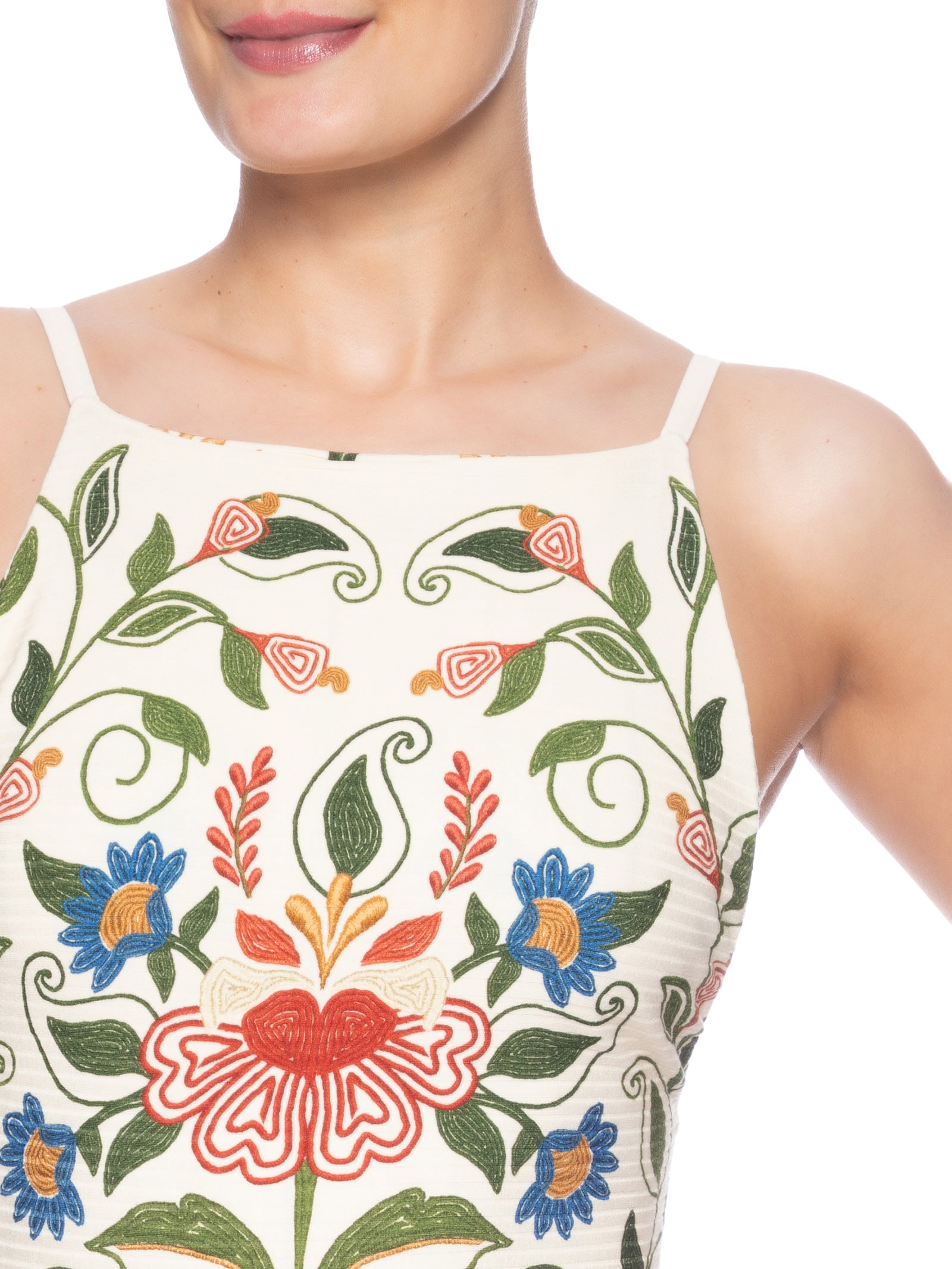 Vestido Alça Jardim Beleza Branco Farm