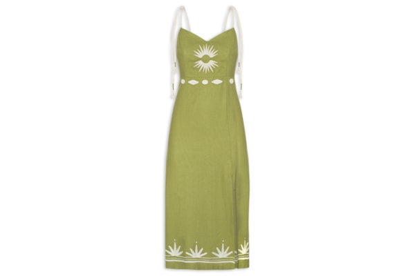 Vestido Alça Linho Bordado Sparks - Verde