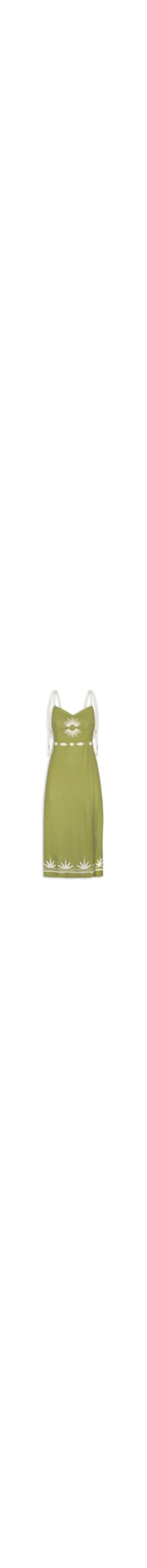 Vestido Alça Linho Bordado Sparks - Verde
