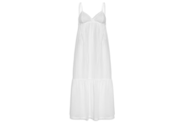 Vestido Alça Longo Voil - Branco
