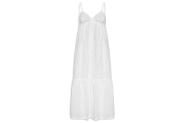 Vestido Alça Longo Voil - Branco