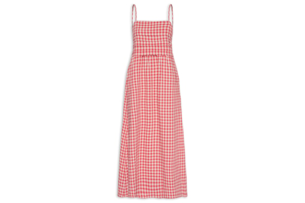 Vestido Alça Padrão Vichy Amassadinho - Vermelho