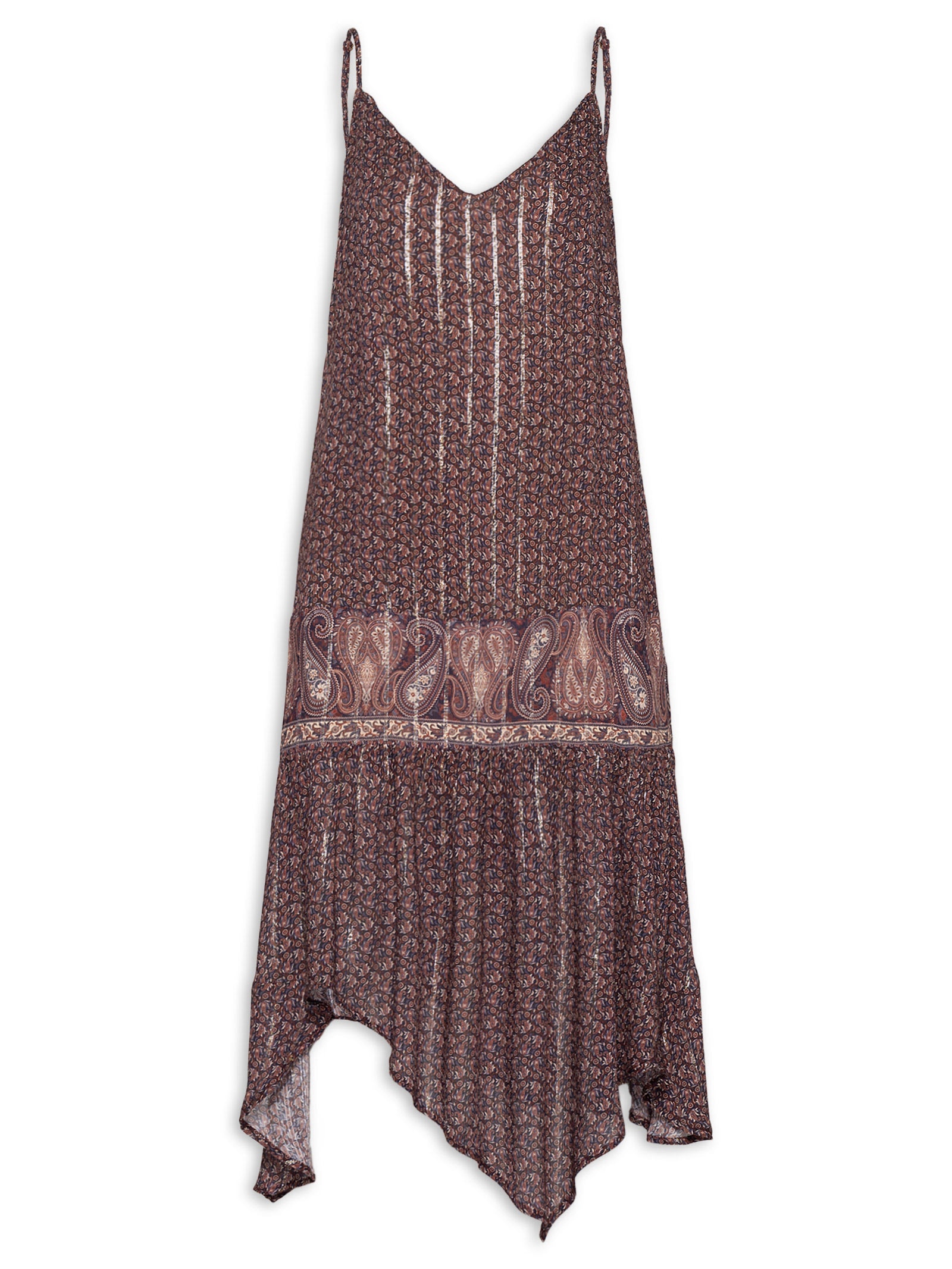 Vestido Alça Pontas Estampa Trevo B – Marrom Maria Filó
