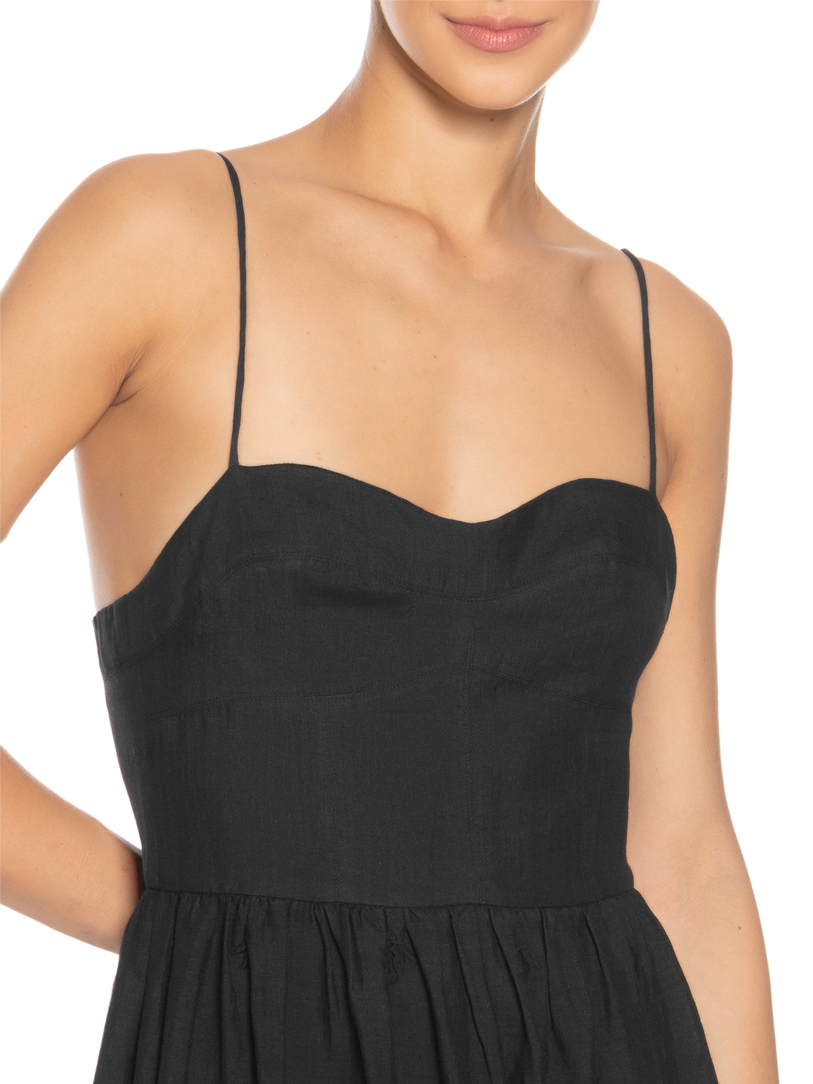 Vestido Alça Renda Bordada Preto Animale