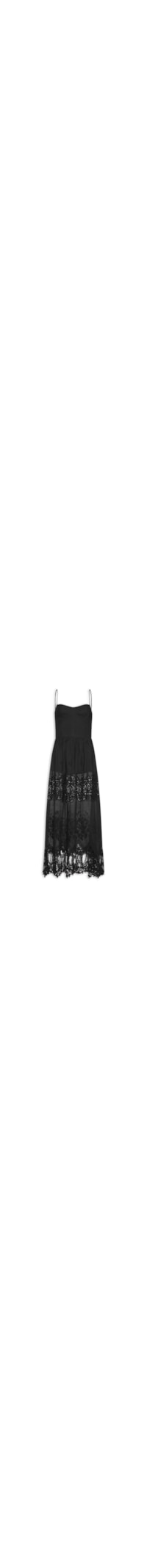 Vestido Alça Renda Bordada - Preto