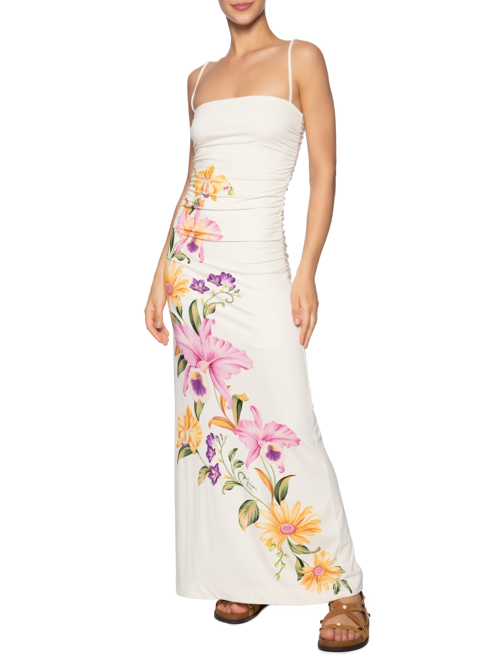 Vestido Alcinha Orquidário Off White Farm