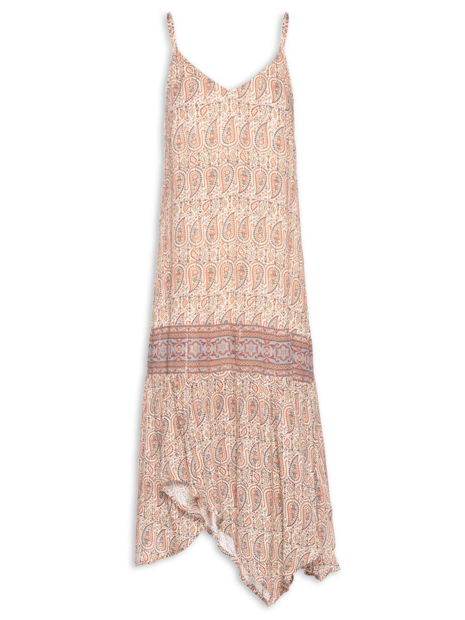 Vestido Alcinha Pontas Estampa Blink Bege Maria Filó