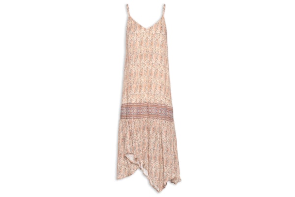 Vestido Alcinha Pontas Estampa Blink - Bege