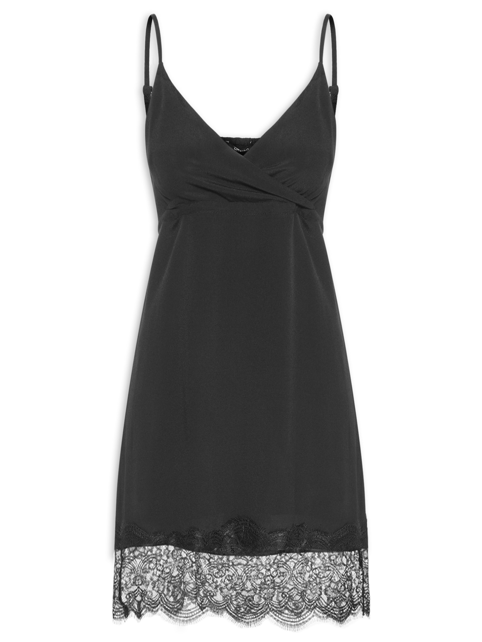 Vestido Alcinha Viscose Textura Preto Cantão