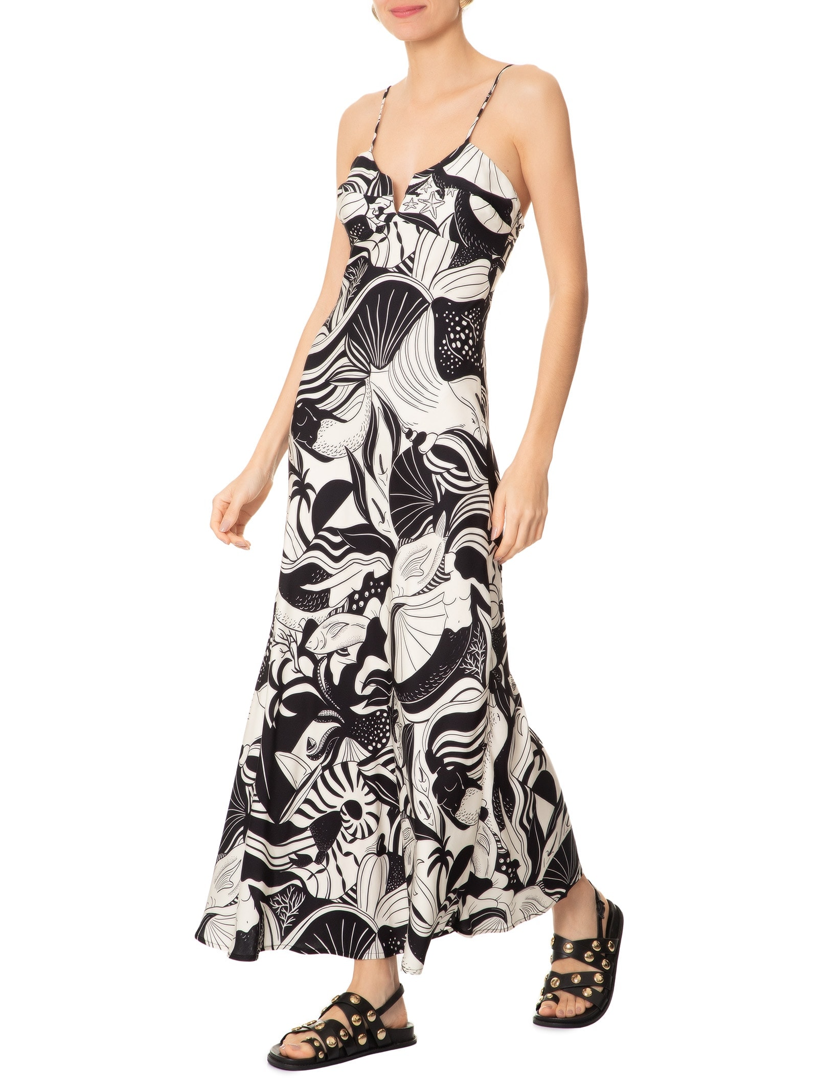 Vestido Alcinhas Festa de Mar Preto Farm