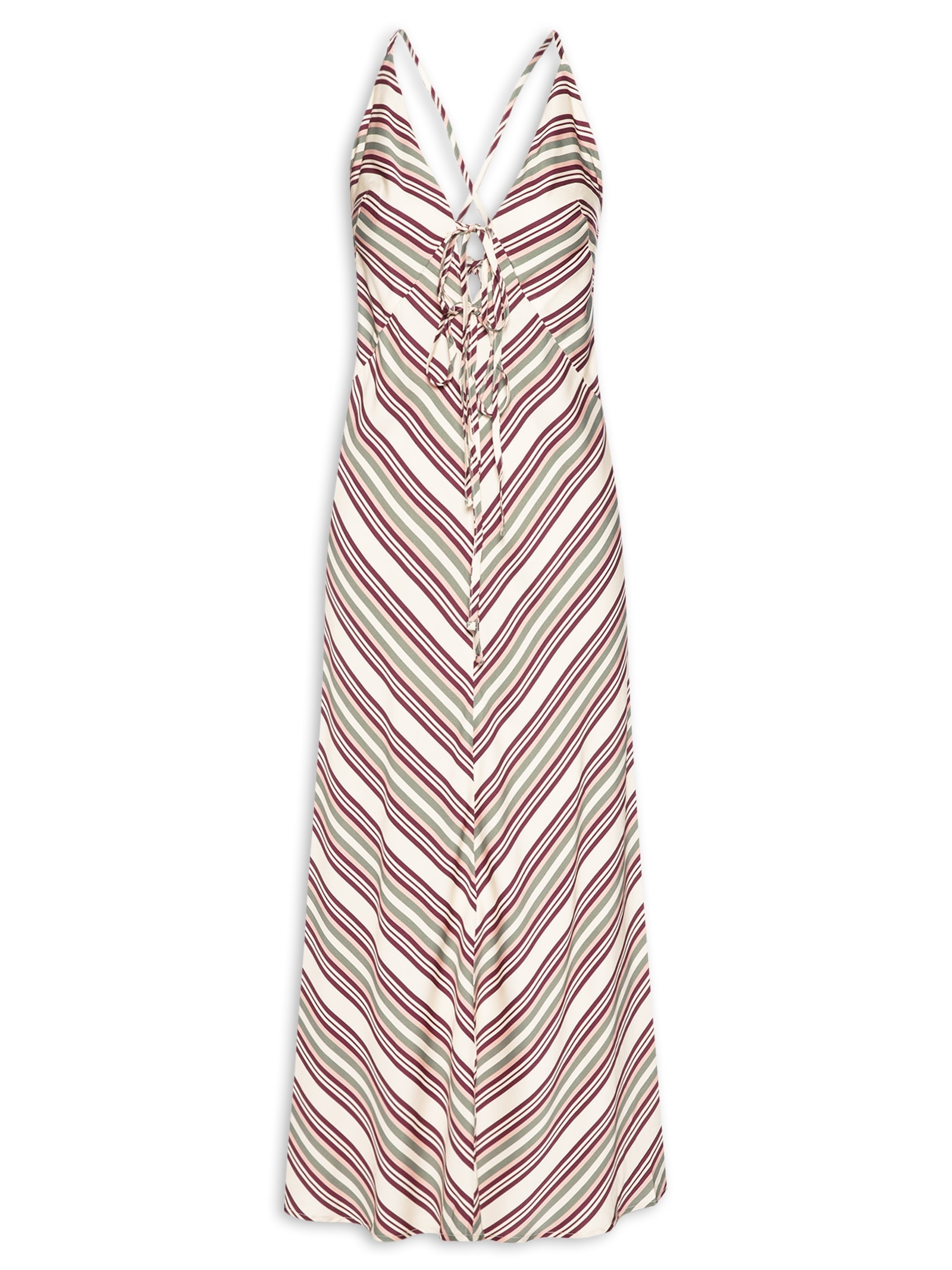 Vestido Alcinhas Listra Licor Off White Farm