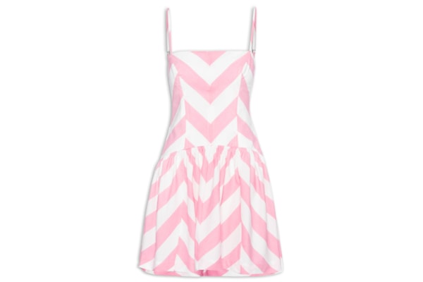 Vestido Alcinhas Mistura De Listra - Rosa