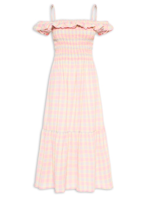 Vestido Alcinhas Xadrez Beija-Flor – Rosa