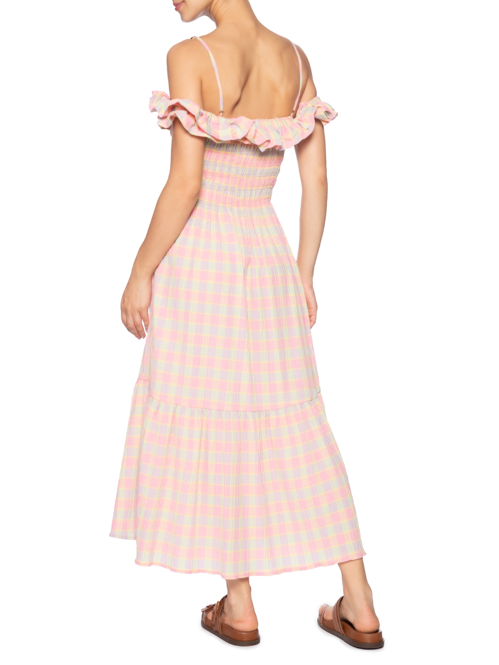 Vestido Alcinhas Xadrez Beija-Flor Rosa Farm