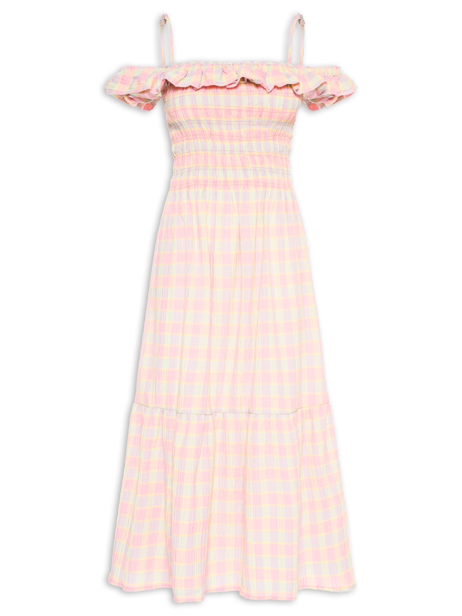 Vestido Alcinhas Xadrez Beija-Flor Rosa Farm