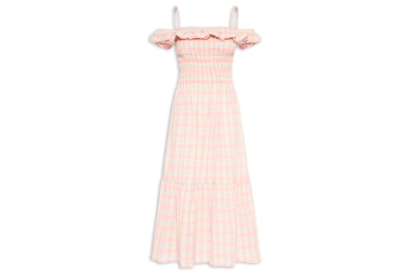 Vestido Alcinhas Xadrez Beija-Flor - Rosa