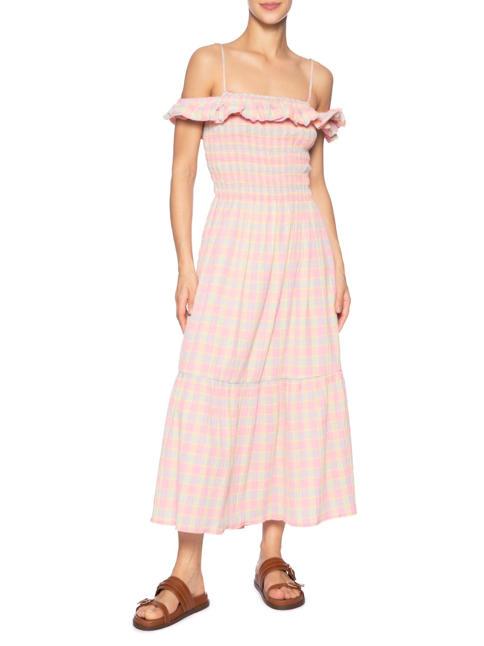 Vestido Alcinhas Xadrez Beija-Flor Rosa Farm