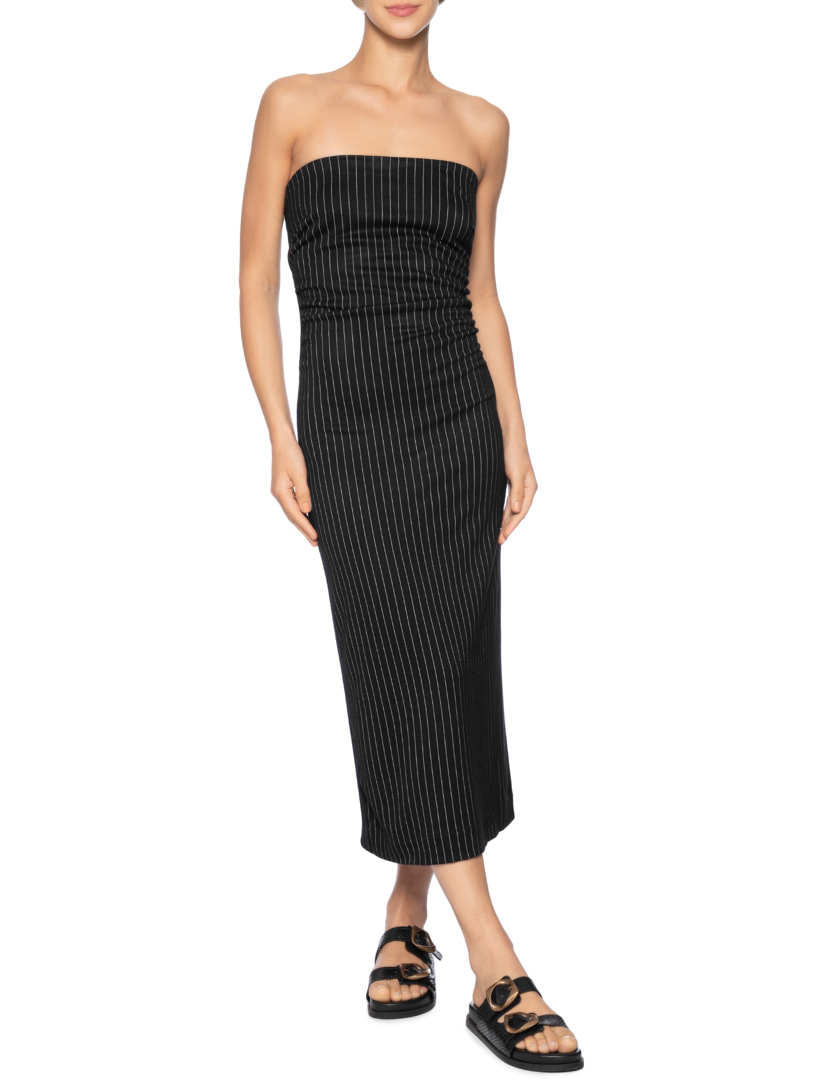 Vestido Alfaiataria Risca De Giz Preto Dress To