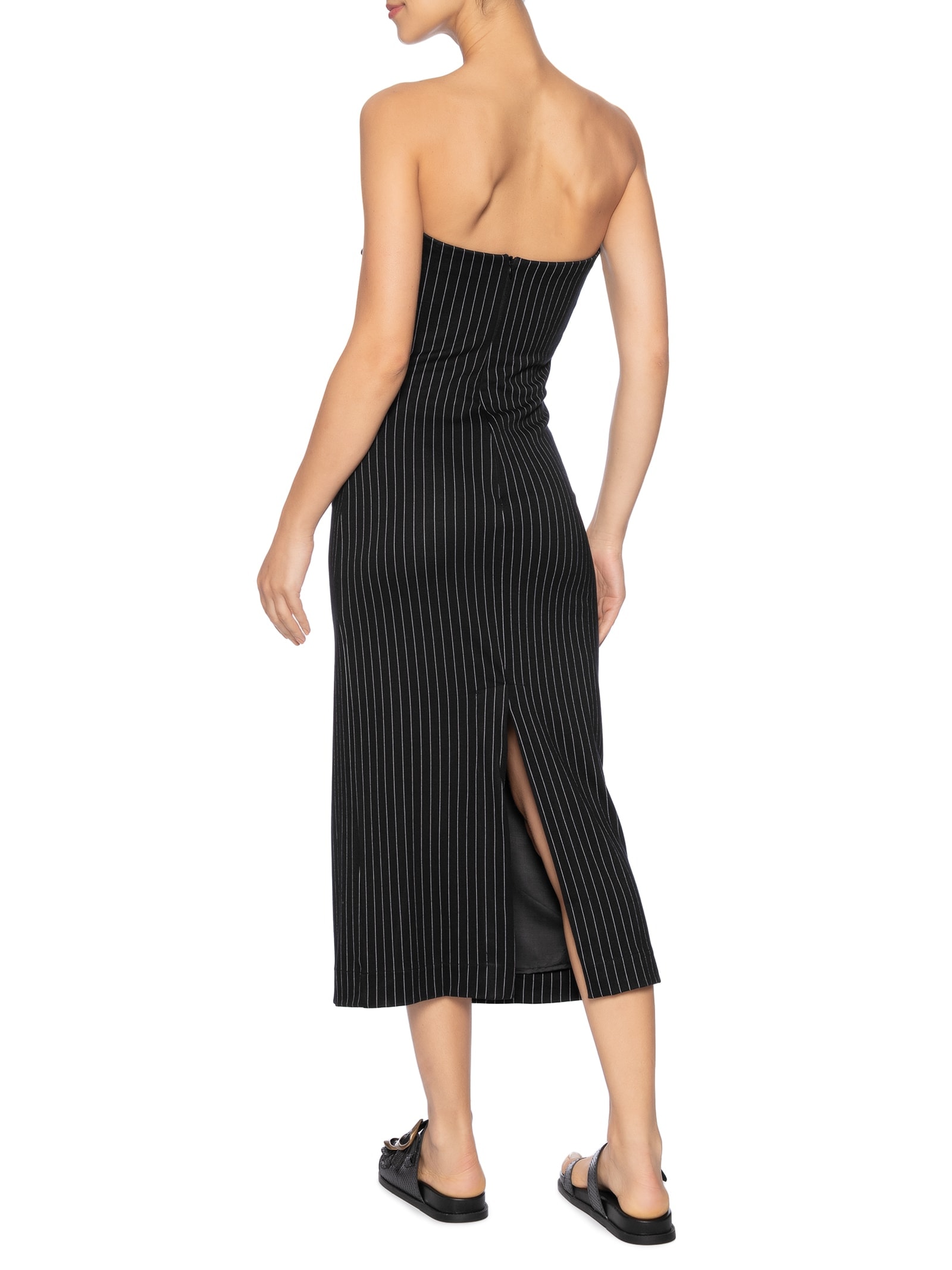 Vestido Alfaiataria Risca De Giz Preto Dress To