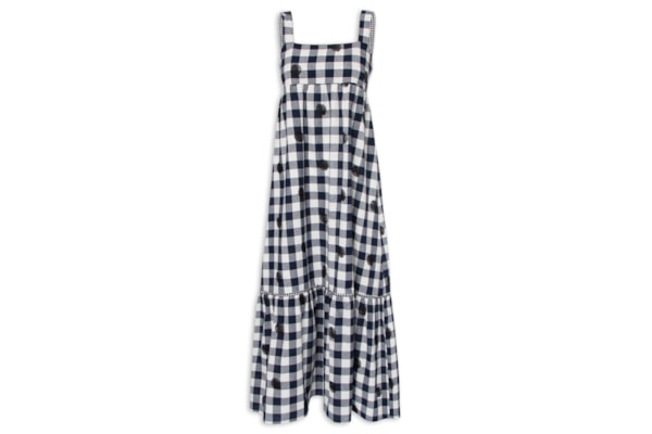 Vestido Alg Vichy Maxi Bordado - Preto