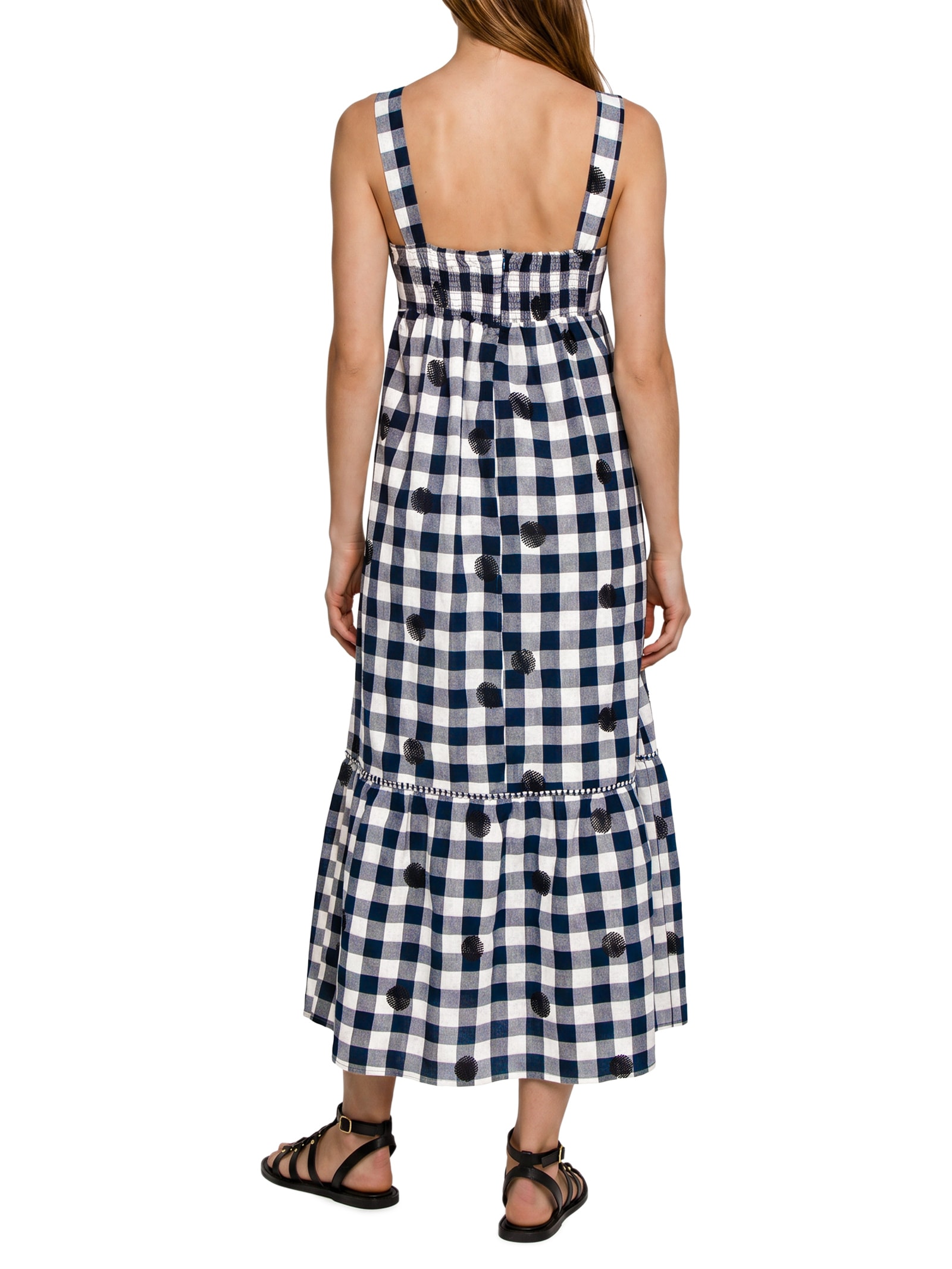 Vestido Alg Vichy Maxi Bordado Preto Cantão