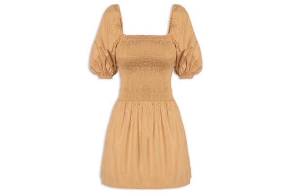 Vestido Algodão Lastex - Bege