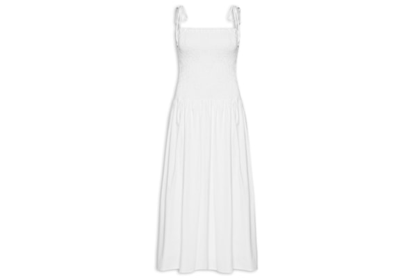 Vestido Algodão Midi Lastex - Branco