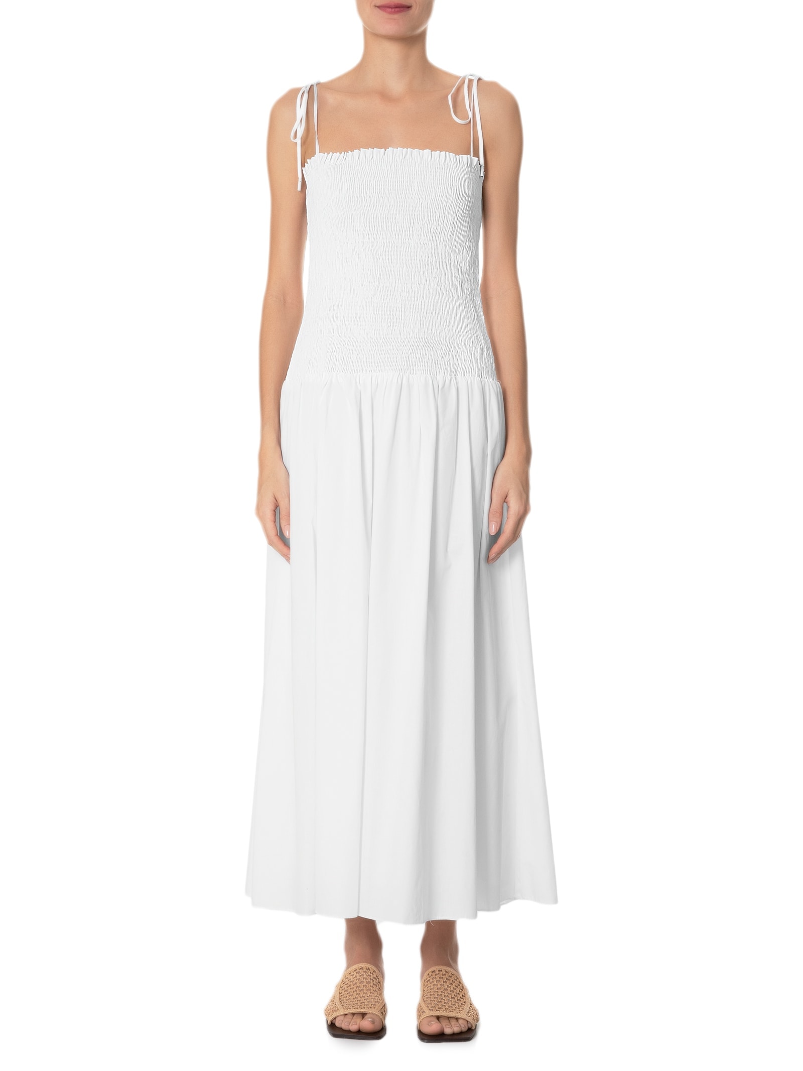 Vestido Algodão Midi Lastex Branco Dress To