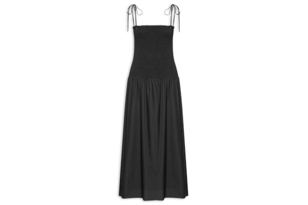 Vestido Algodão Midi Lastex - Preto