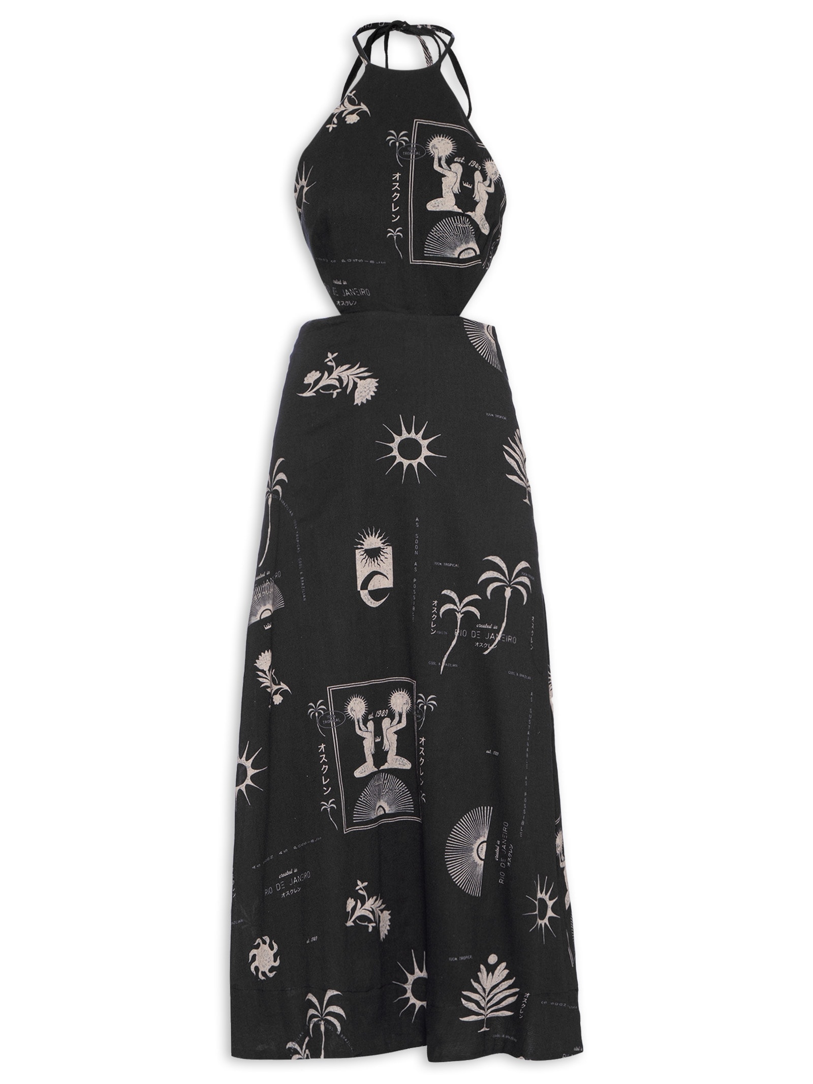 Vestido Amarração Longo 1989 Preto Osklen