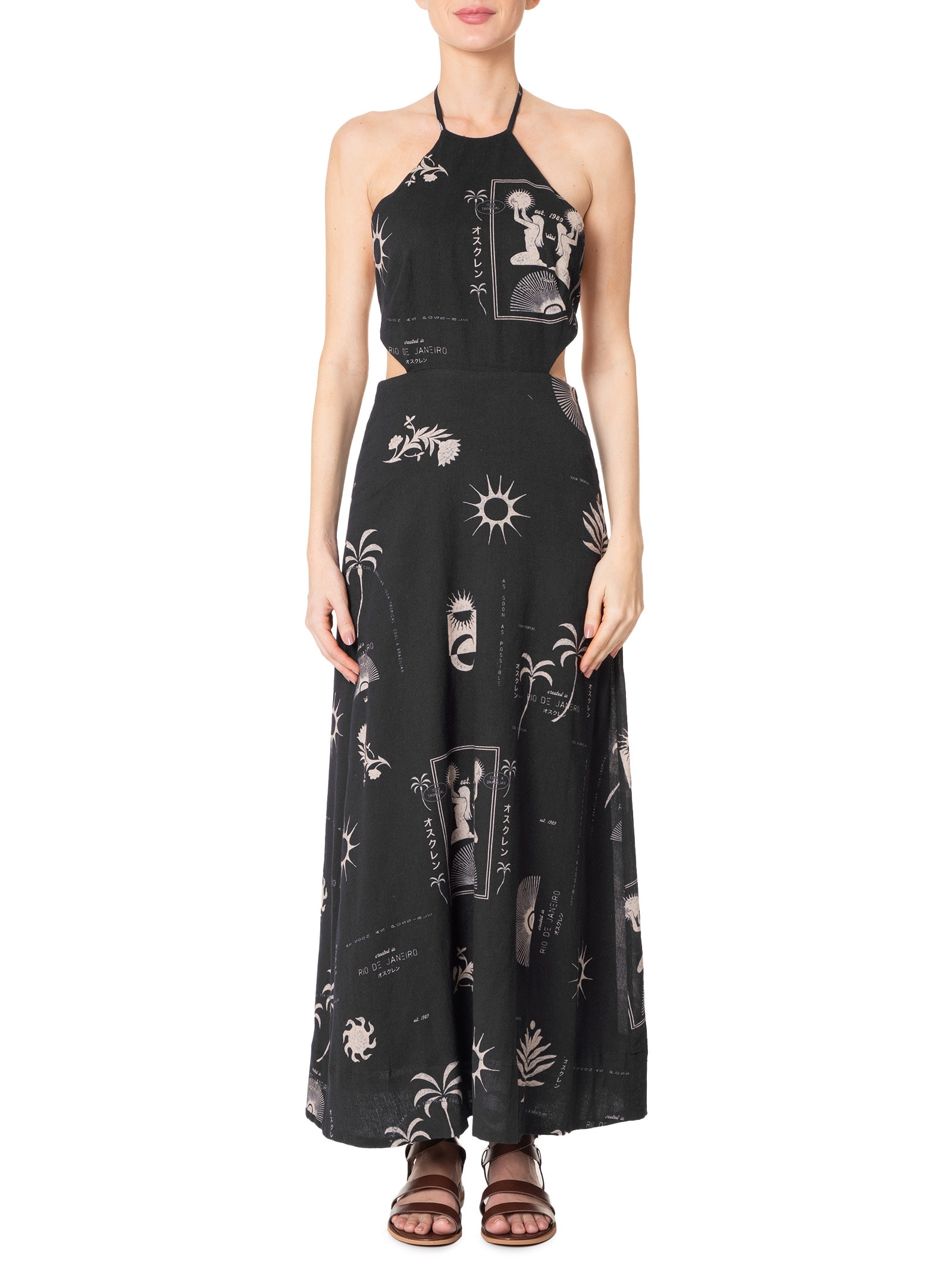 Vestido Amarração Longo 1989 Preto Osklen