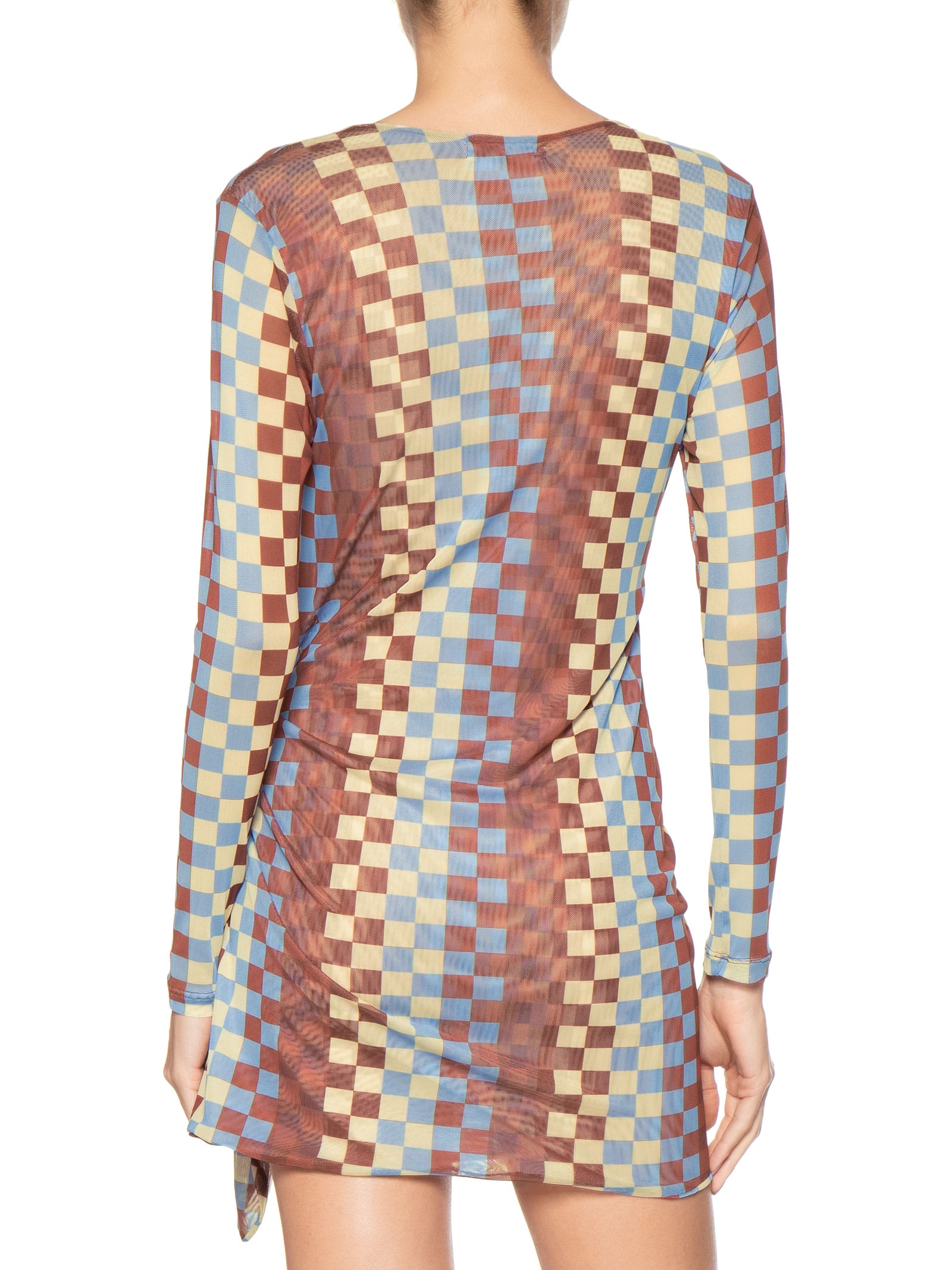 Vestido Amarração Tule Estampa Harmonia Marrom Dress To