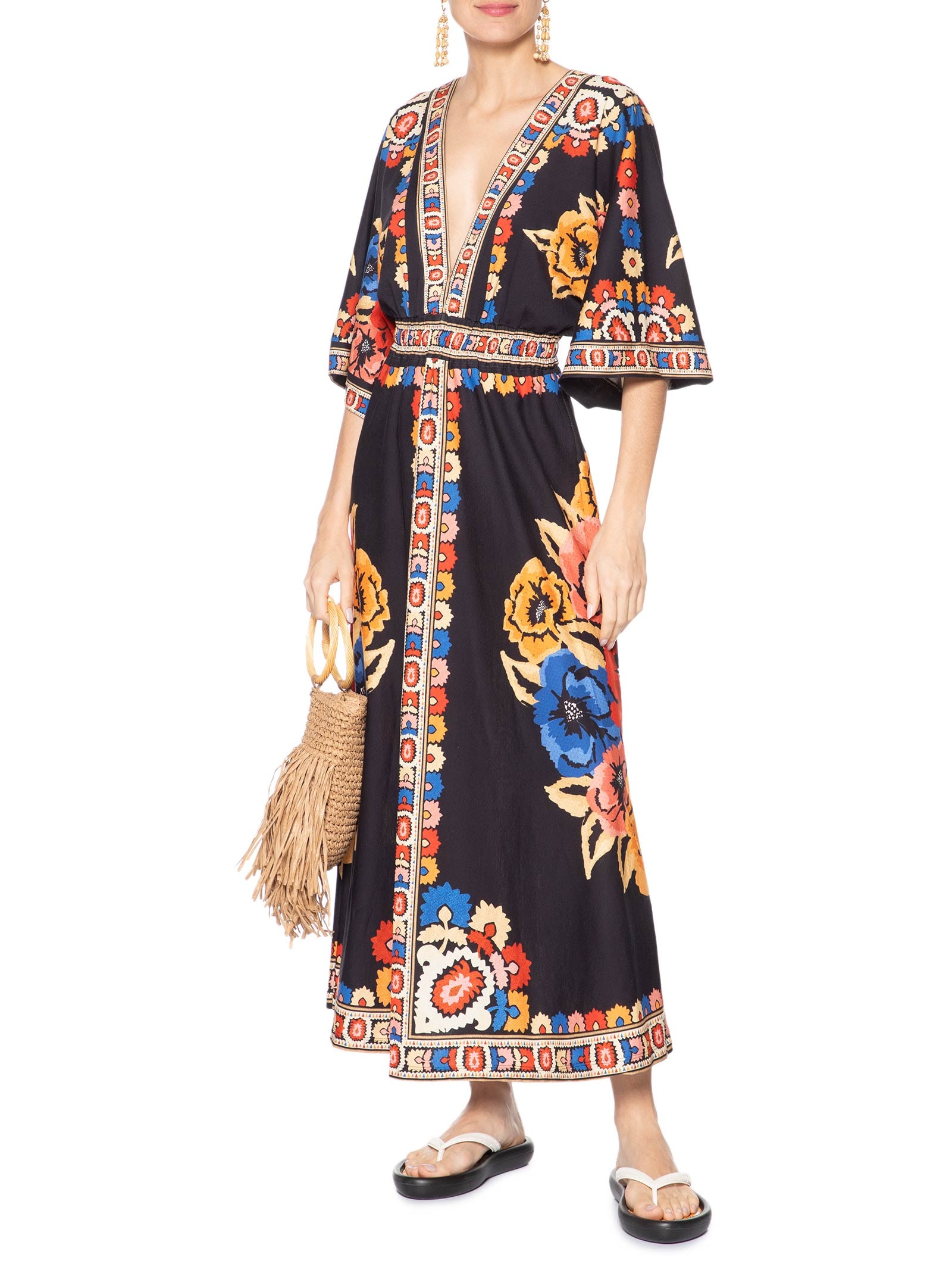 Vestido Antuerpia Lenço Preto Farm