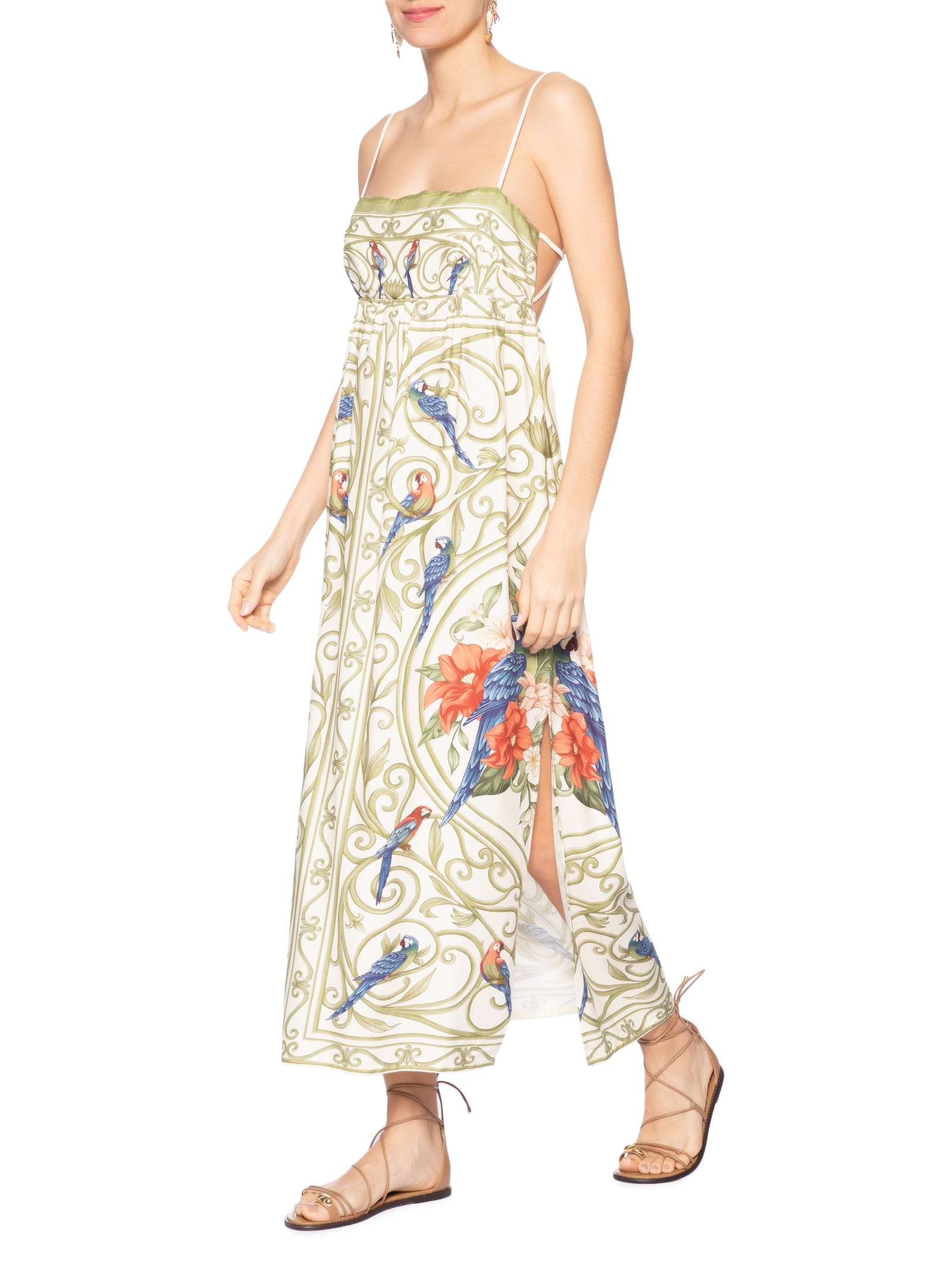 Vestido Arabesco Tropical – Bege Farm