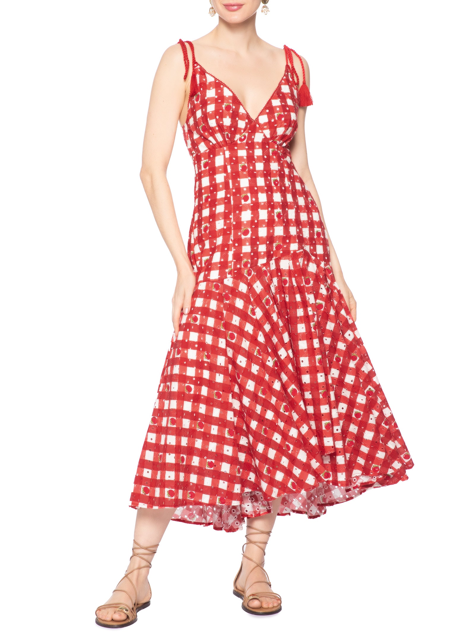 Vestido Artesanal Frutinhas Vermelho Farm