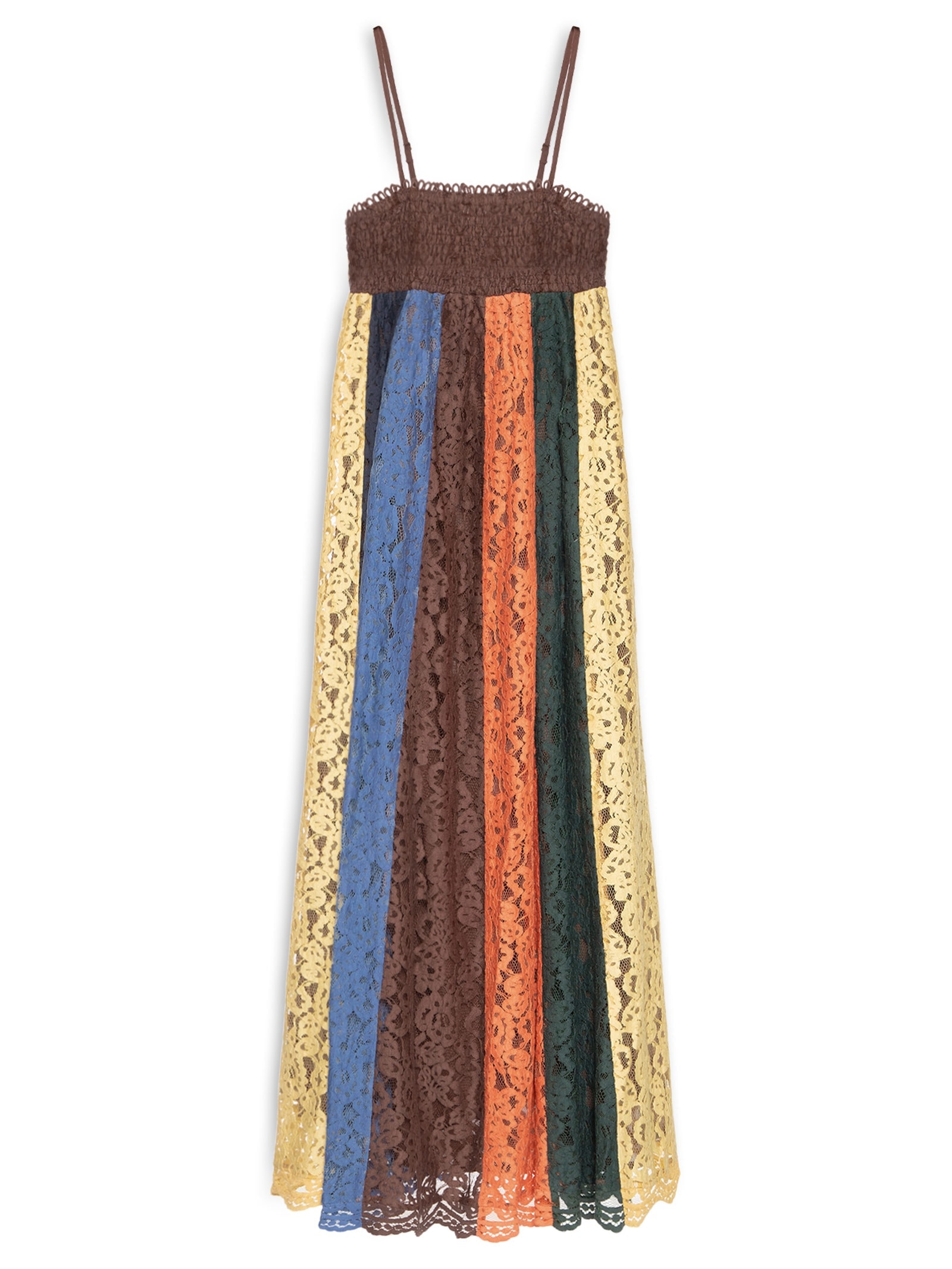 Vestido Artesanal Patch Rendas Marrom Farm