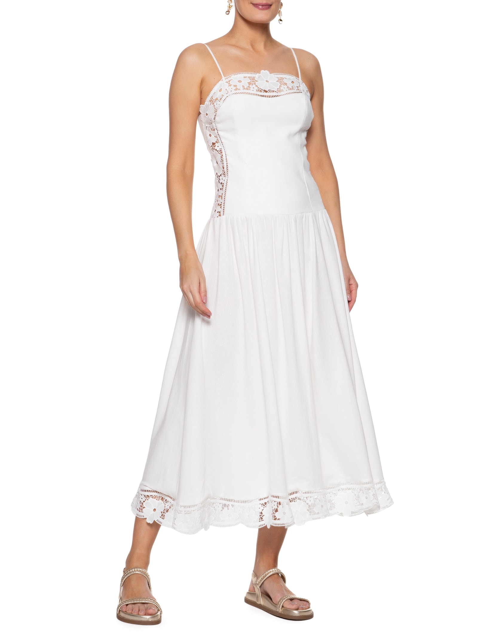 Vestido Artesanal Richelieu Deliro Tropi Branco Farm