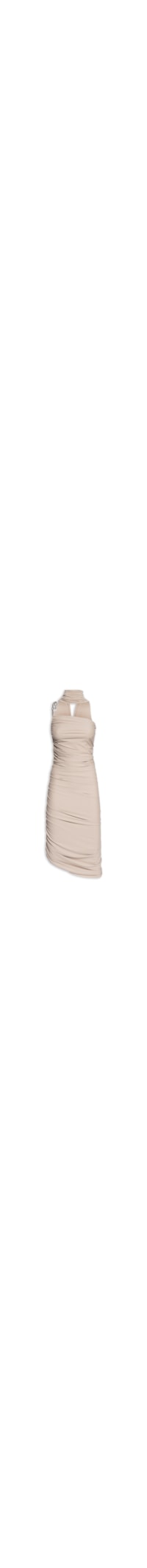 Vestido Assimétrico Com Corrente - Bege