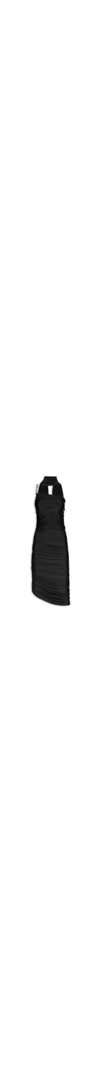 Vestido Assimétrico Com Corrente - Preto