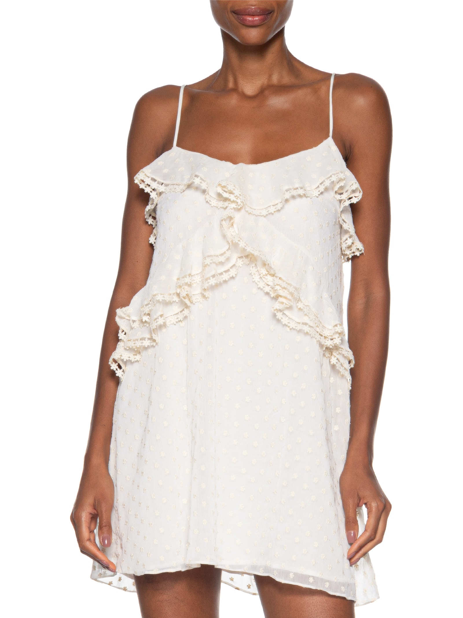 Vestido Babado Artesanal Serena Off White Farm