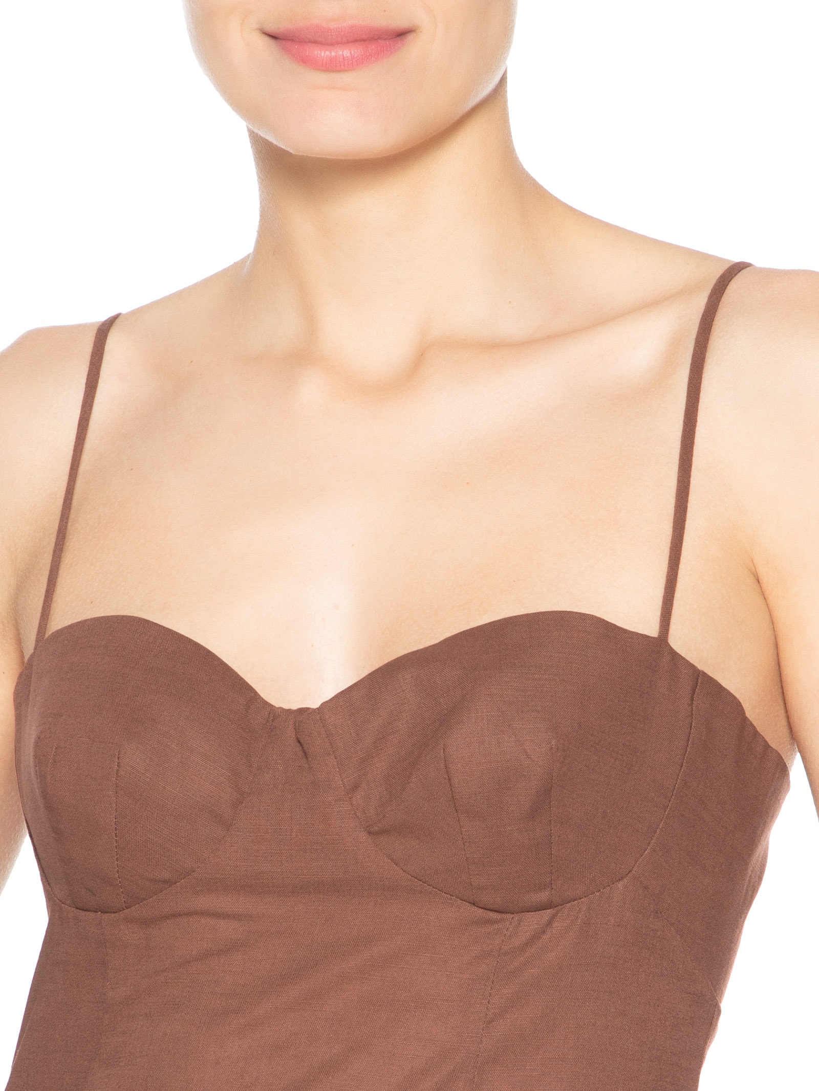 Vestido Babado Barra Marrom Farm