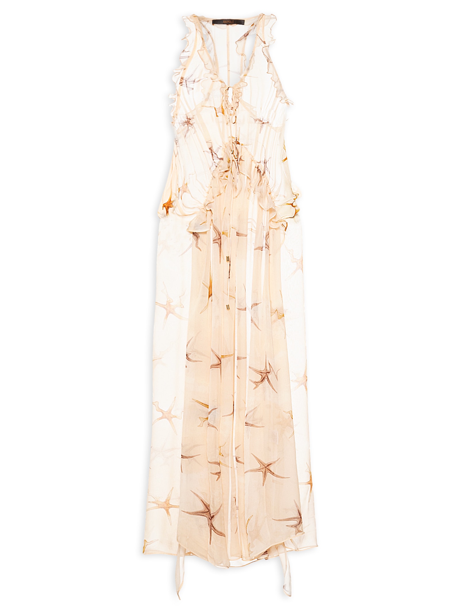 Vestido Babado Decote Resort Starfish Rosa Animale Resort