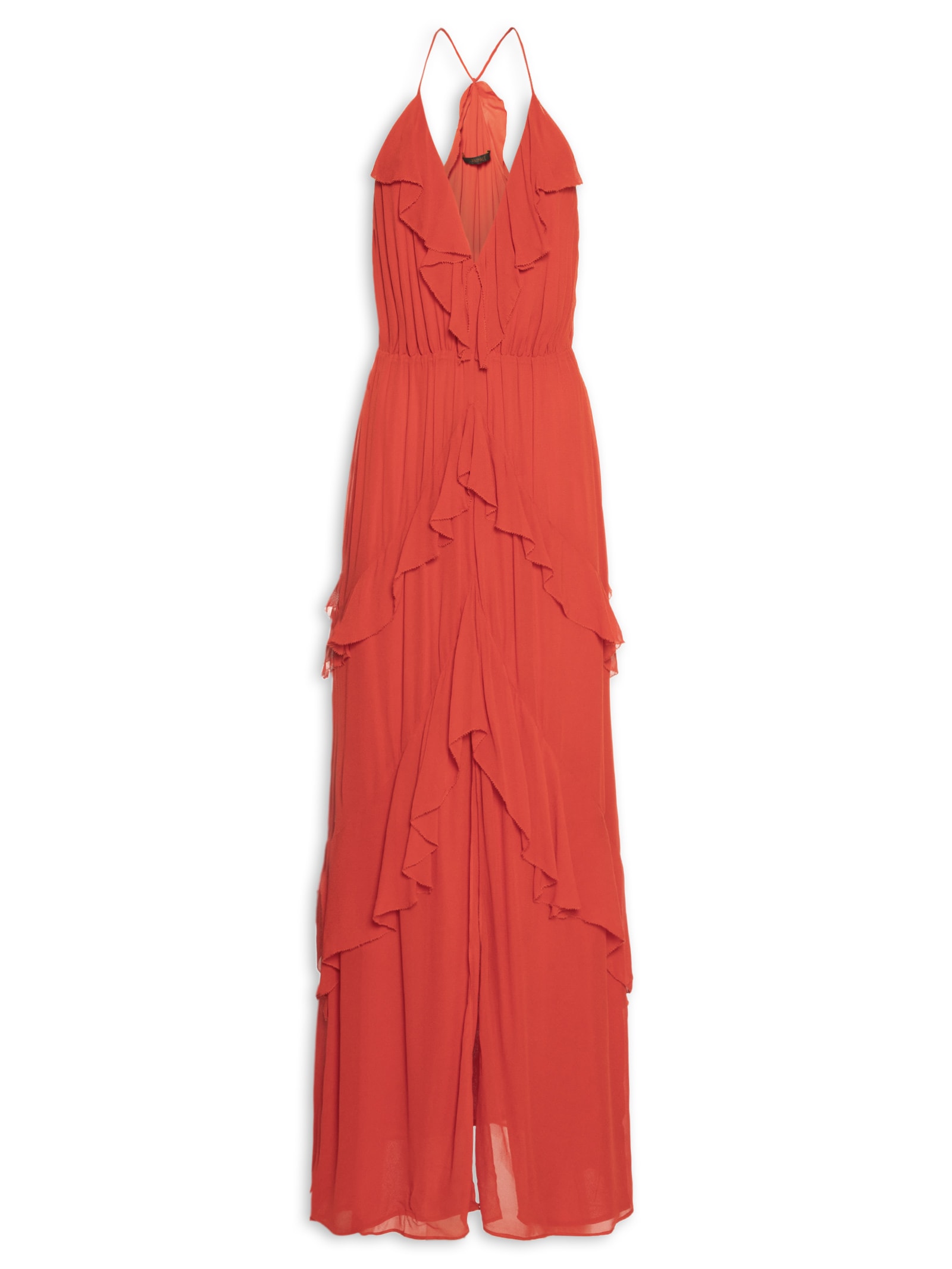 Vestido Babados Alça Rolotê Vermelho Animale