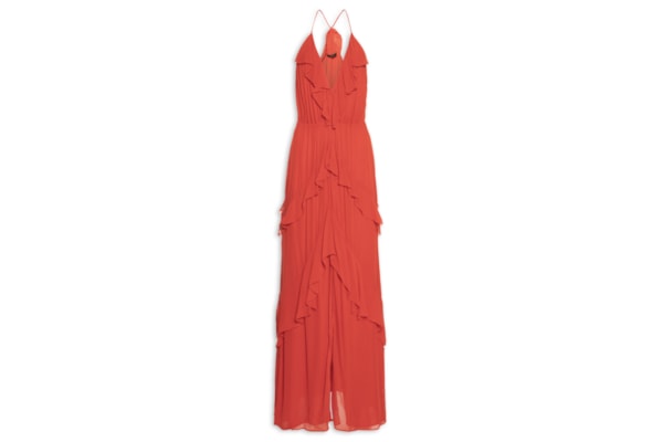 Vestido Babados Alça Rolotê - Vermelho