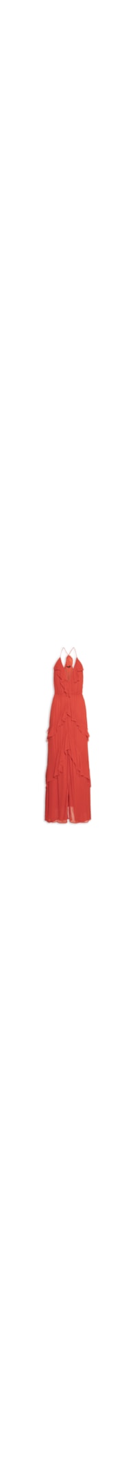 Vestido Babados Alça Rolotê - Vermelho